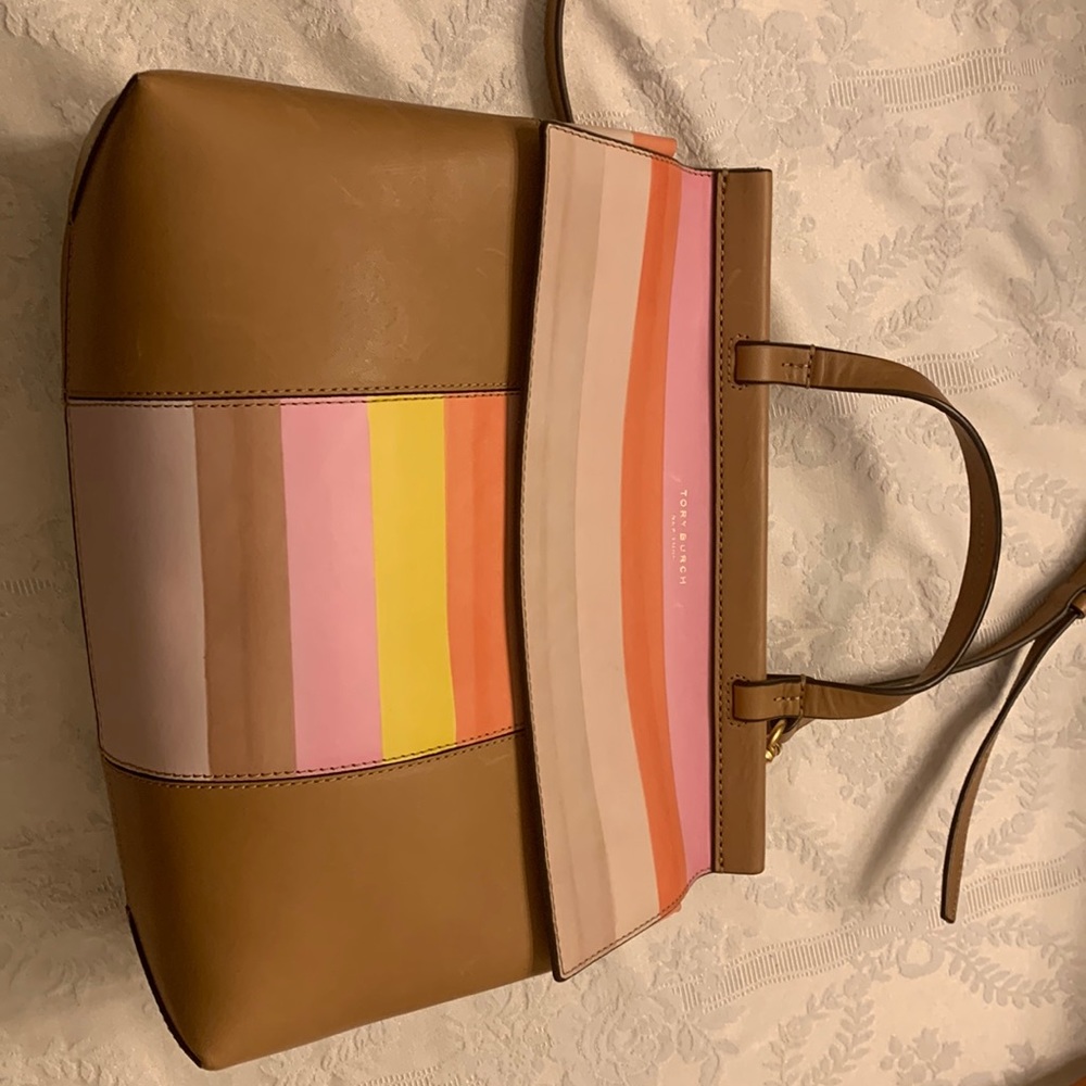 Tory Burch Pastel T Block Top Handle Leather Satchel